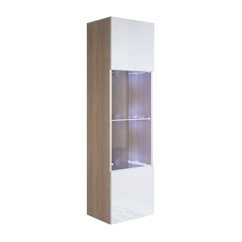 MB Muebles Bonitos | Vitrina Colgante Luke V6 para Salón o Comedor Moderno con Luz LED Modular de Melamina