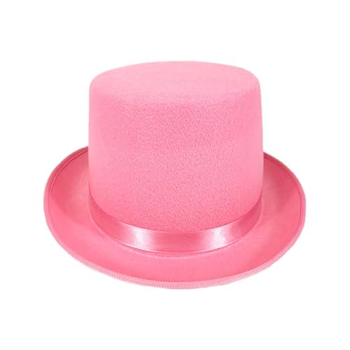 Fuguibadn Top Hats for Adults and Kids Costume Magician Hat Prom Dance Deluxe Felt Tuxedo Dress Up Formal Hat-Unisex (01-Pink, 31cm*27cm)