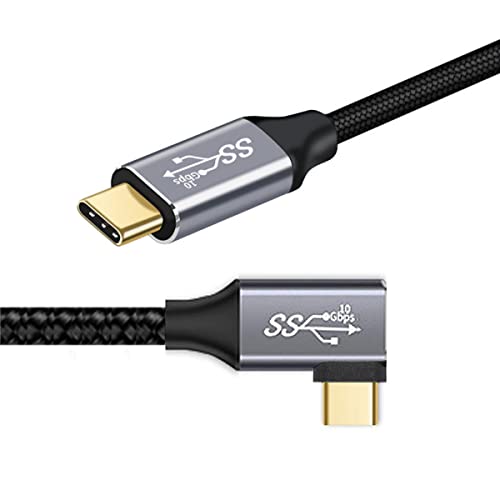 CY Reversible 90 Degree Right Angled Type-C to USB-C 2.0 Data Connector Cable 1.5m for Laptop & Tablet &Mobile Phone & Hard Disk Drive 150cm