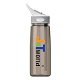 jntworld Sports Water Bottle, 800mL BPA Free Water Bottle with Straw and Handle for Kids/Adult Gym/Outdoors/Indoors, Black