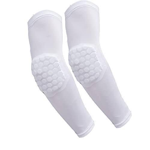 LTLCLZ 1Pair Arm Sleeve Armband Elbow Support Basketball Arm Sleeve Breathable Football Safety Sport Elbow Pad Brace Protector,White,M