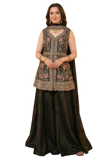 STEP N SHOP.COM Indian Women Party Wear Designer Fancy Sharara Style Suit Set 20378 (US, Numeric, 38, Regular, Regular, Black2)