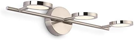 Joossnwell Modern LED Vanity Lights Nickel Finish, 3-Light Bathroom Lighting Fixtures 21.26" Inch 15W Metal Wall Sconces with Swing Arm Up and Down Lamps 4000K