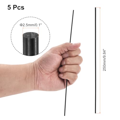 Image of uxcell 5 Pcs Black Plastic Rods 2.5 x 250mm ABS Styrene Round Stick Round Solid Bar DIY Model for DIY Toys Building Making Architectural Model Making