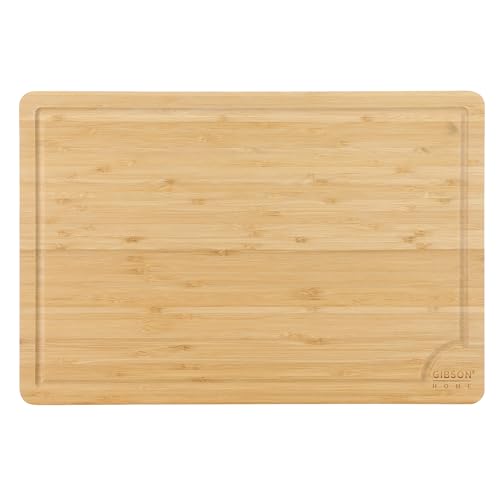 Tabla de cortar de bambú rectangular 45.7x30.5 cm con ranura miniatura 1