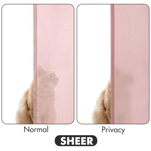 Image of MIULEE Light Pink Semi Sheer Privacy Curtains Drapes 2 Panels 52W x 63L | Semi sheer privacy, non-see-through, light filtering, fits kitchen, bathroom, bedroom