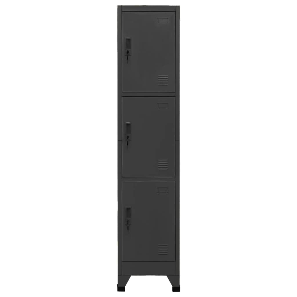 Schließfachschrank Anthrazit 38x45x180 cm Stahl Aktenschrank Werkzeugschrank Vorratsschrank Metallschrank BüRoschrank Werkstattschrank Aktenschrank AbschließBar Schrank Schmal mit 3 Fächern