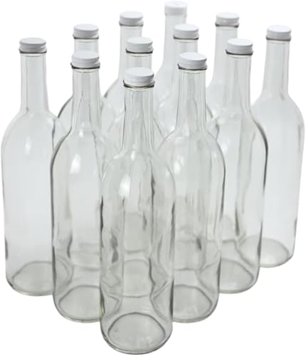 FastRack 750ml Clear Glass Wine Bottles with White...