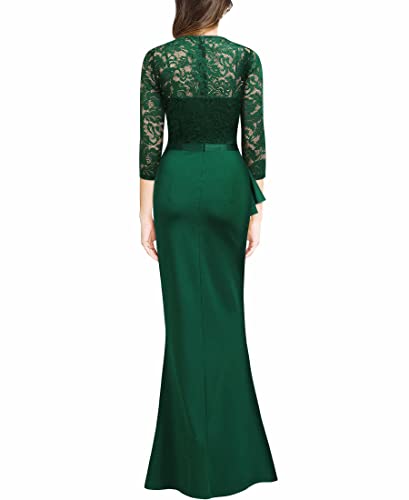 Image of MISSMAY Women's Vintage Floral Lace Ruffle Half Sleeve Evening Party Formal Long Dress