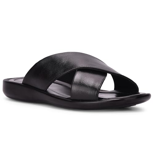 Image of Liberty Coolers Black Slippers for Men - PU Slip-On Comfort Wear