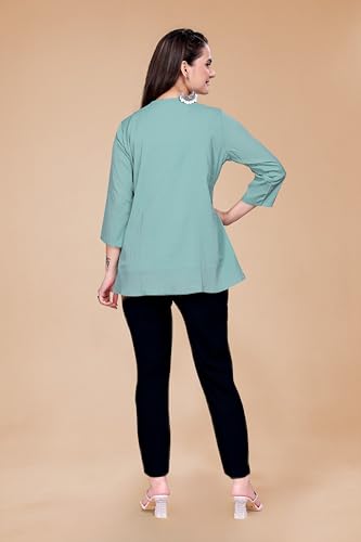 Image of Women's Casual Floral Printed Shirt | Button-Down Collar Three-Quarter Sleeve Top | Stylish Trendy Printed Shirt for Women | Relaxed Fit Cotton Shirts | Western Style Tops