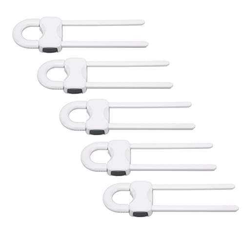 minifinker Loquets pour Enfant en Forme de U, 12 pièces de serrures de Coffre-Fort à réglage de Longueur Flexible pour tiroir pour poignées en Anneau(Blanche)