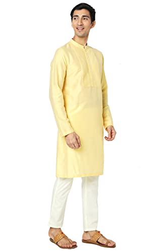In-Sattva Men's Indian Embroidered Placket and Yoke Festive Long Kurta Tunic2