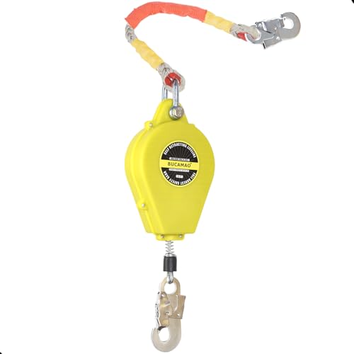 Bucamao 33FT Self Retracting Lifeline, Steel Wire Retractable Safety Lanyard, Fall Protection Gear,Restraint Ropes & Lanyards