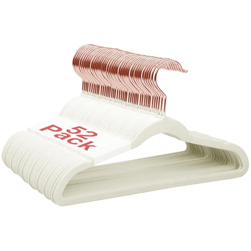 Wellong Grucce in velluto per bambini, 28 cm, antiscivolo, per neonati e bambini, confezione da 52 pezzi, color crema, ganci oro rosa