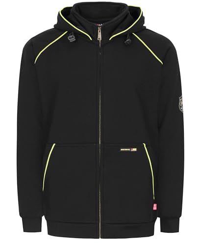 BOCOMAL FR Hoodies 12oz Heavyweight Cotton Fleece Zipper Front Flame Resistant Contrast Stripes Hooded Sweatshirts