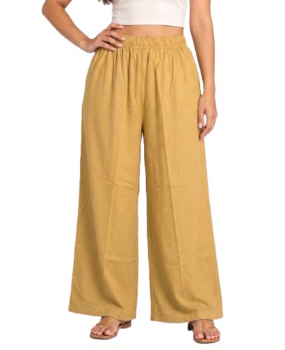 Image of Plaazo Women's Cotton Palazzo | Wide Leg Palazzo for Women | Soft Breathable High Waist Bottom Wear | Comfortable Casual, Office, Travel for Women