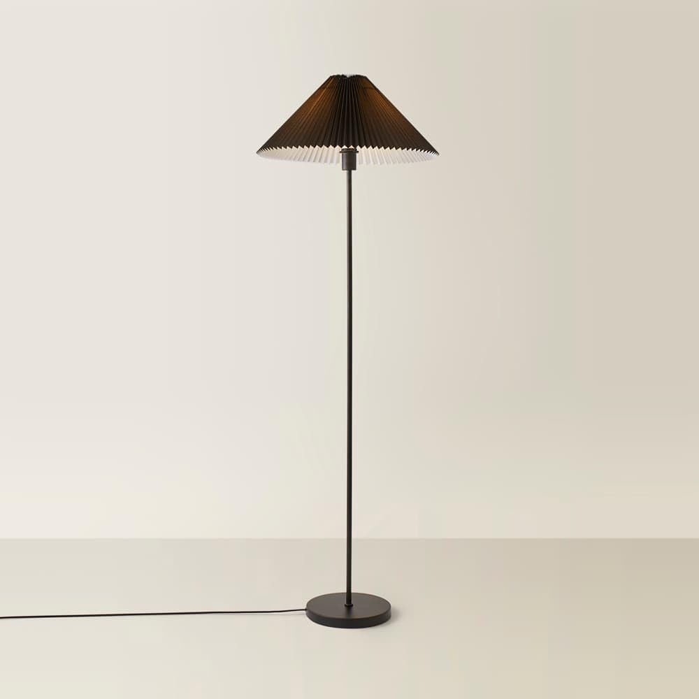 Valuelights Akira Black Metal Floor Lamp With Pleated LampshadeLed Bulb Included from B&Q