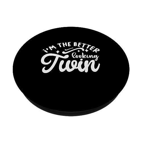 I'm The Better Looking Twin PopSockets Swappable PopGrip, Black - Image 2