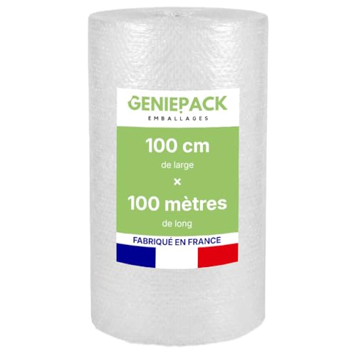 ROULEAU PAPIER BULLE/FILM À BULLES Professionnel 100 cm x 100 m – Fabriqué en FRANCE – 60 Microns – Bulles 10mm – Protection Emballage Colis...