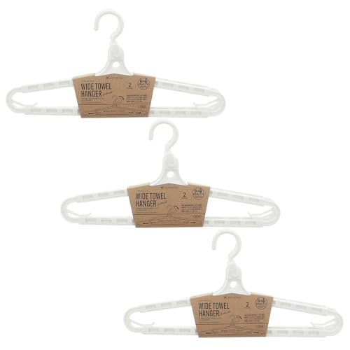 ポニー化成工業 洗濯ハンガー 伸縮 バイオマスシリーズ Laundry Gooods ランドリーグッズ ワイドタオルハンガー 2本入×3セット 約20.5×42×2.3cm(1個あたり) 日本製 ホワイト BS-020