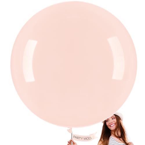 Image of PartyWoo Pale Pink Balloons 4pcs 36 Inch Light Pastel Baby Pink Latex Helium Balloons for Birthday Engagement Bachelorette Baby Shower Easter Princess Butterfly Theme Party Decorations Pink-Q01