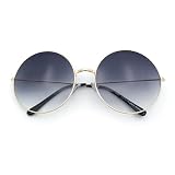 SA106 Classic Oversize Style Hippie Round Circle Lens Sunglasses Gold Frame - Black Smoke Lens