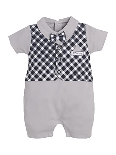 Image of BabyGo 100% Cotton Romper /Summer clothes /Creeper /new born /infent wear /for baby Boys (6-9, GREY4)