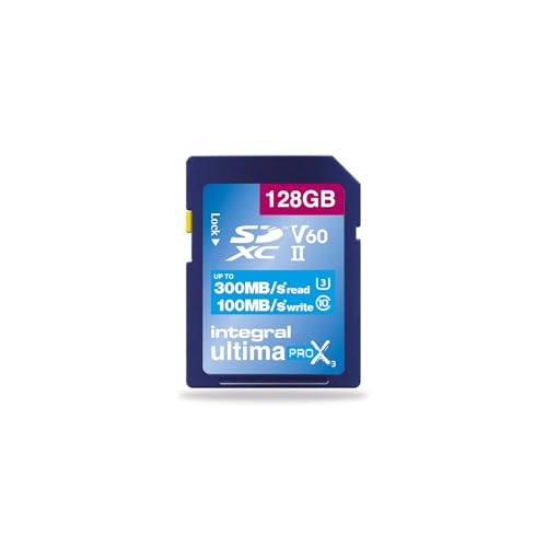 Integral 128GB UHS-II SD Card V60 Up to 300MB/s Read and 100MB/s Write Speed SDXC Professional High Speed Memory Card