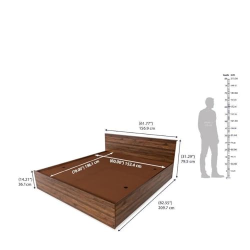 Wakefit Bed | Queen (78 X 60) Engineered Wood Bed with Storage, 1 Year Warranty | - Taurus - Columbian Walnut