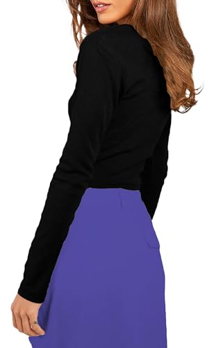 Image of THE BLAZZE Women's Cotton Readymade Stretchable Deep V Neck Long Sleeve Crop Top for Women L462