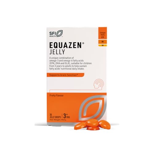 Equazen Omega 3 & 6 Jelly for Kids Brain & Cognitive Support DHA EPA & GLA Clinically Researched 9:3:1 Formula Fruity Flavour Easy to Swallow Age 3+ 30 Pack