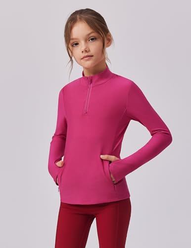 Zaclotre Girls Fleece Long Sleeve Shirts Half Zip Pullover Sweatshirt with Pockets Kids Athletic Winter Jacket2