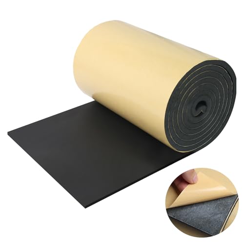 Eunice Sponge Neoprene Foam Sheet with Adhesive, 12 in x 118 in x 1/8 in