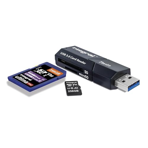 Integral Memory INCRUSB3.0ACSDMSD Lector de Tarjetas SD y Micro SD de Integral, Adaptador de Tarjetas de Memoria de Doble Ranura USB3.0/USB Tipo C OTG para UHS-1, Micro SD, microSDHC, microSDXC