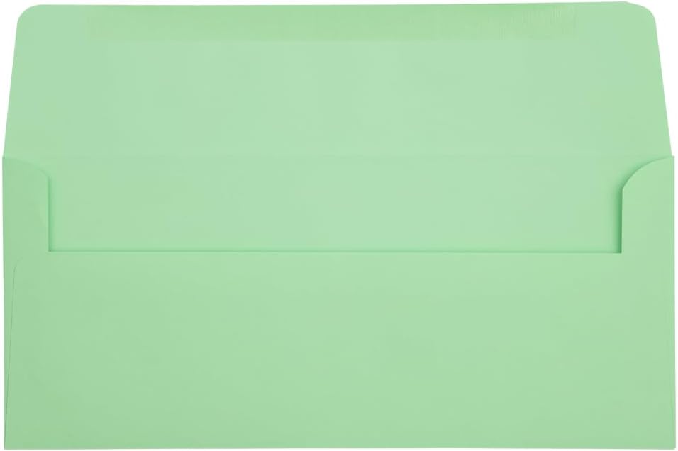 JAM PAPER #10 Business Colored Envelopes - 4 1/8 x 9 1/2 - Light Green - Bulk 1000/Carton
