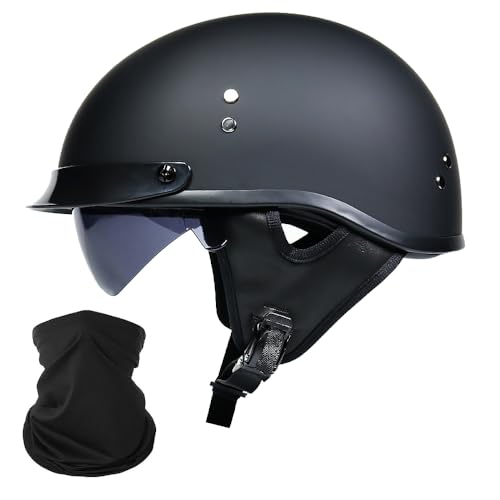 ACLFFSHOP Demi Casque de Moto Jet Moto Casque Bol, Casques Vintage à Face Ouverte avec dégagement Rapide de Lunettes, ECE Homologué en pour Scooter Chopper,...