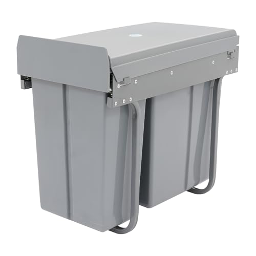Caneca de basura extraíble doble 30L para cocina gris miniatura 7