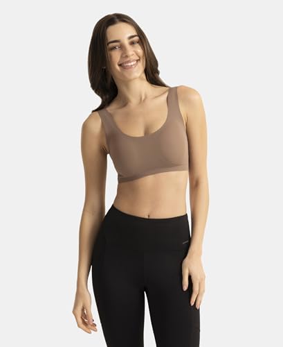 Image of Jockey 1840 Women Wirefree Padded Microfiber Elastane Full Coverage Bonded Tech Lounge Bra
