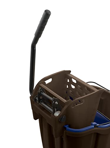 Image of Carlisle FoodService Products Omnifit Mop Bucket with Side Press Wringer and Soiled Water Insert for Floor Cleaning, Kitchens, Restaurants, And Janitorial Use, Polypropylene (Pp), 35 Quarts, Brown
