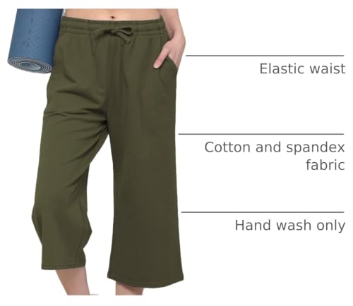 Image of Lock and Love Womens Capri Pants Loose Yoga Pants Wide Leg Drawstring Comfy Lounge Pajama Capris Sweatpants with Pockets