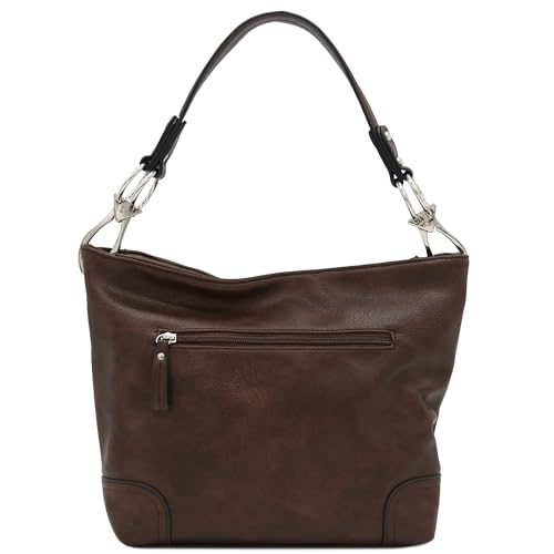 Hobo Shoulder Bag with Big Snap Hook Hardware (Coffee)