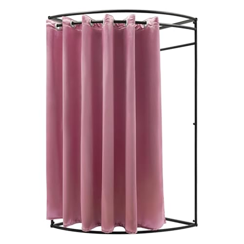 Cabine d'essayage portable rose simple avec rideau occultant pour magasin et bureau