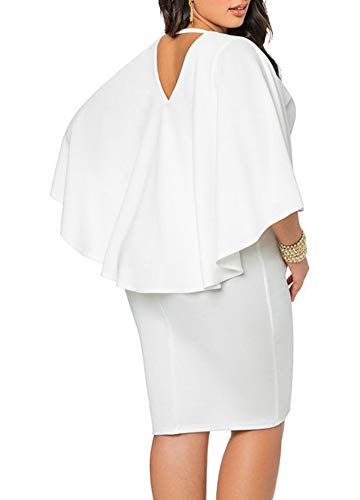 KKmoon Moda feminina Plus Size capa vestido drapeado capa sólida Bodycon Party lápis vestido