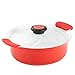 24 cm czerwone podwójne ucho ceramiczna powłoka nieprzywierająca pogrubiony garnek do zupy z pokrywką, uniwersalna kuchenka indukcyjna gazowa (rozmiar: 24 cm długości x 9,5 cm wysokości)