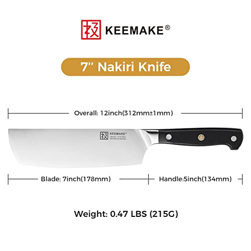 Keemake 7 Inch Nakiri Knife Japanese Chef Knife, Asian Vegetable Cleaver Kitchen Knife, German High Carbon Stainless Steel Usuba Knife, Multipurpose Kitchen Knife With Pakkawood Handle #TOP5