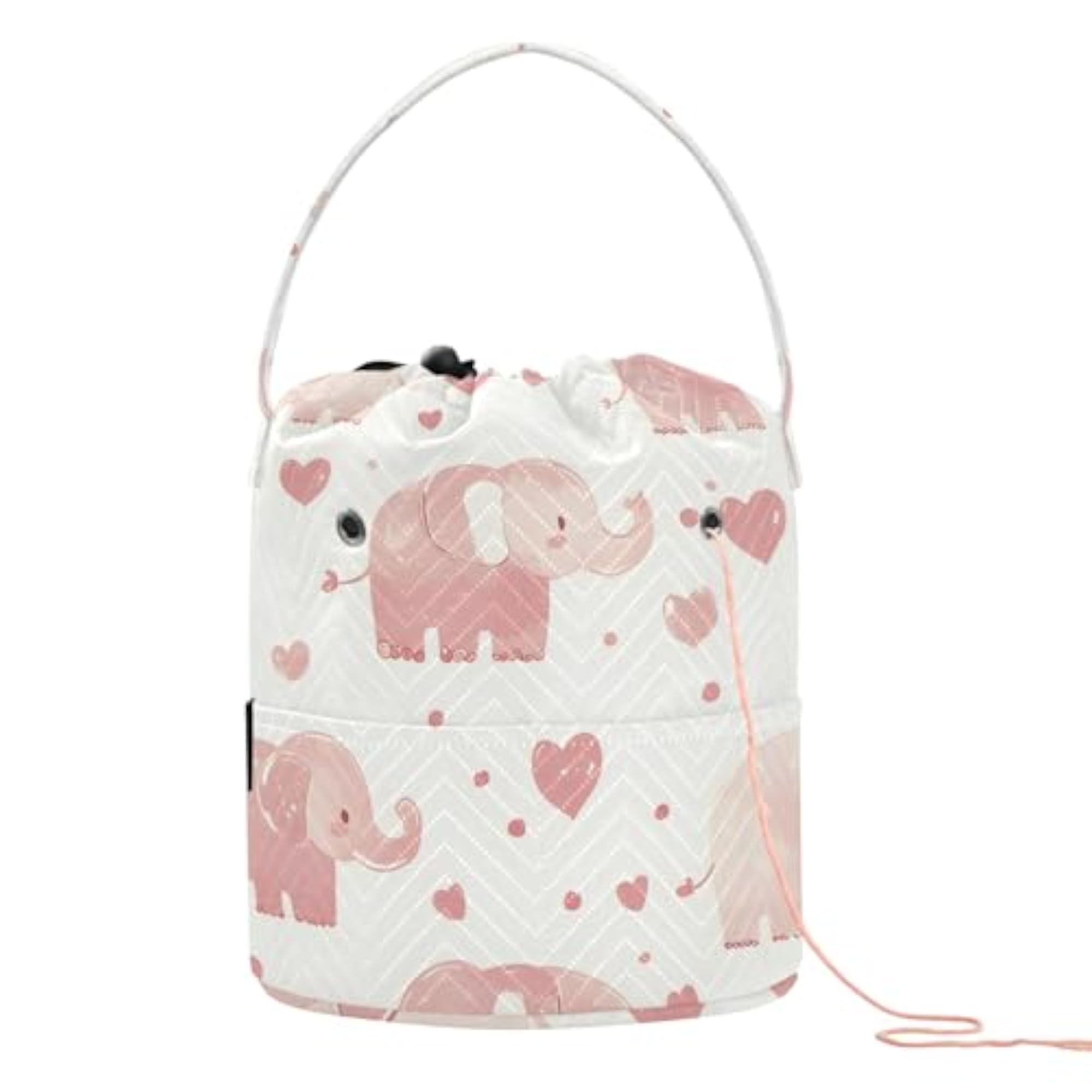 Yarn Storage Bag Small Crochet Knitting Organizer, Elephant Heart Cute