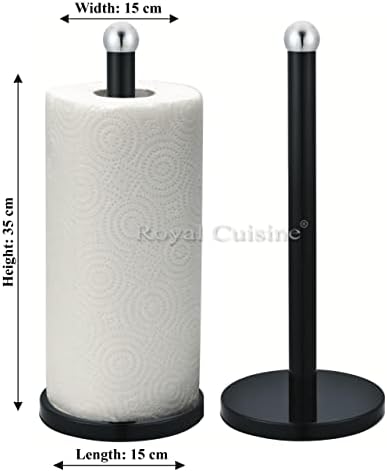 Royal Cuisine Freestanding Black Metal Tissue Roll Paper Towel Pole Holder Rack