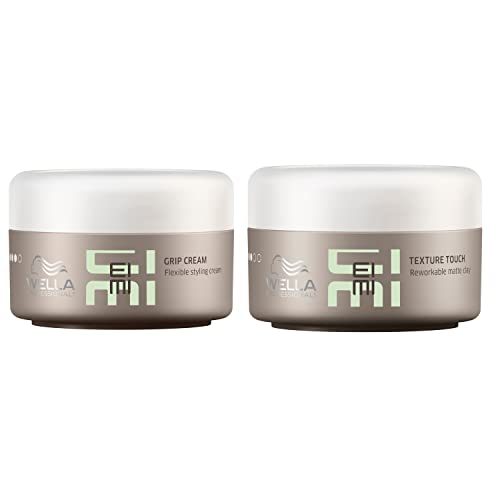 Image of Wella Professionals EIMI Grip Cream and Texture Touch Clay Bundle, Hair Styling, 75ml + 75ml