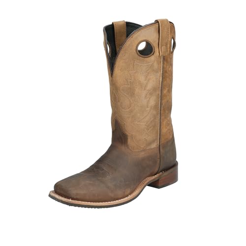 Smoky Mountain Men's Timber Pull On Closure Stitched Design Square Toe Brown Distress Boots 11D